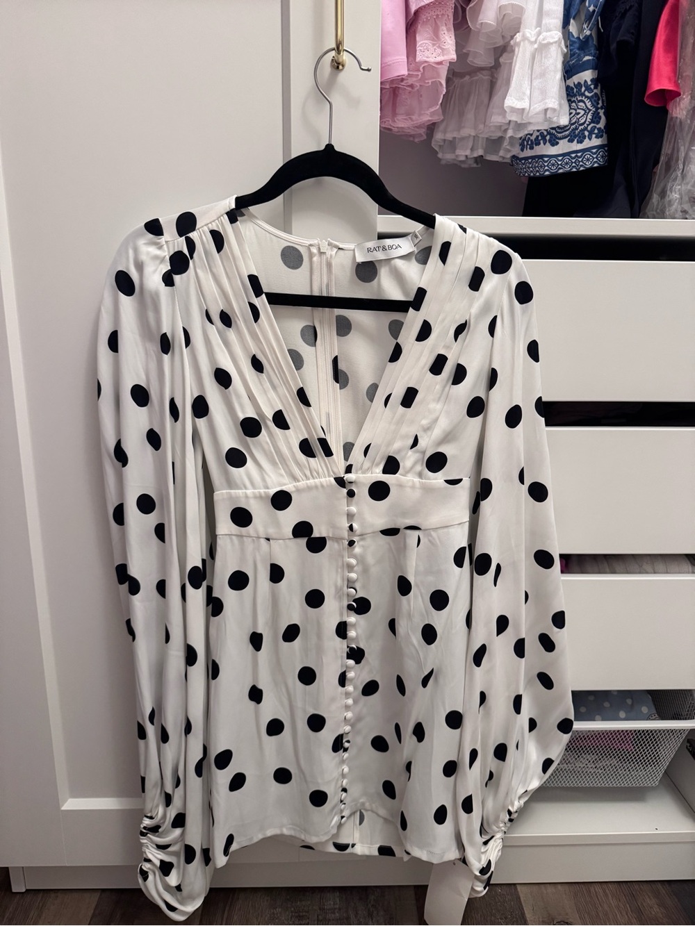 Rat & Boa White Blouse with Black Polka Dots